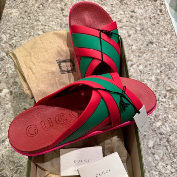 Rubber Web Womens Criss Cross Slide Sandals 42 Coral New Shamarock - Picture 2 of 5